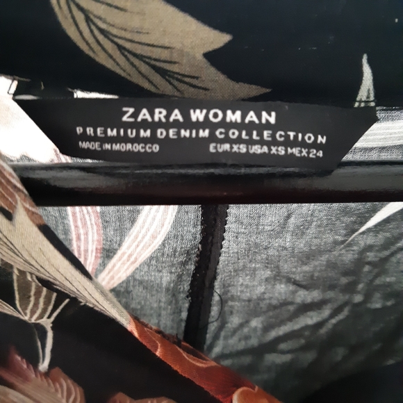 ZARA Woman Black Floral Button Down Tunic Blouse - Picture 3 of 3